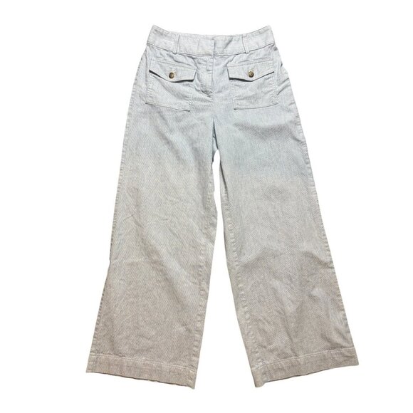 LOFT Pants - Loft Women's White & Blue Stripped Wide Leg Pants